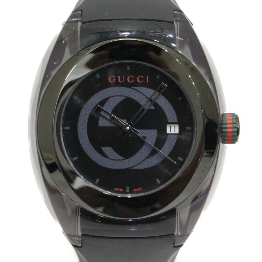 Gucci Sync Quartz Watch SS Polyamide Rubber Black